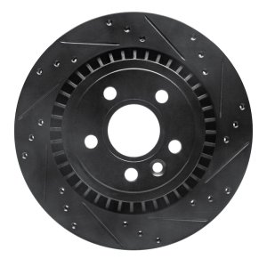 Volvo S60 Brake Rotor (1) - Rear Right - R1 Concepts - Drilled & Slotted - Black - `07-`18